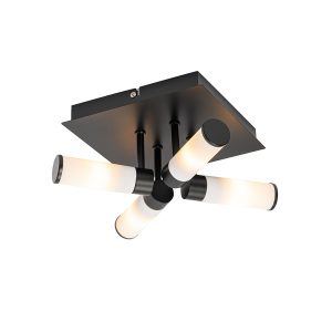 Modern Bathroom Ceiling Light Black 4-Light IP44 - Bath