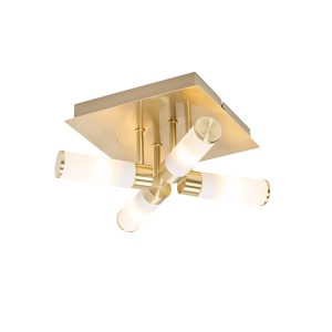 Modern Bathroom Ceiling Light Brass 4-Light IP44 - Bath