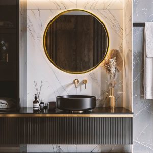 Modern Bathroom Mirror Black Incl. LED and Touch Dimmer - Pim
