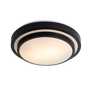 Modern Ceiling Lamp Black with White 35 cm IP44 - Walden