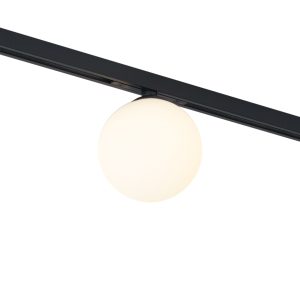 Modern Ceiling Lamp Black with White Glass for 1-Phase Track System - Slimline Eira