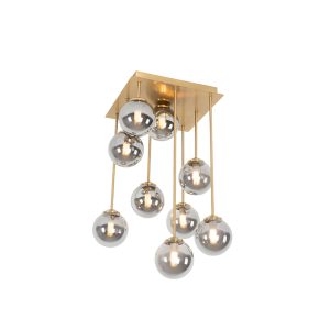 Modern Ceiling Light Gold 9-Light with Smoke Glass - Athens