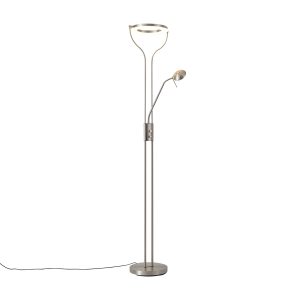 Modern Floor Lamp Steel with Reading Arm Incl. LED and Dimmer - Divo