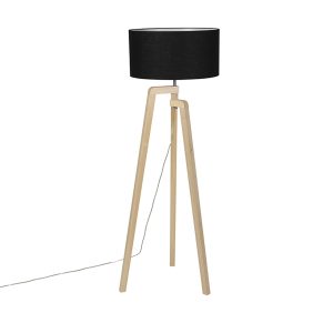 Modern Floor Lamp Wood with Black Lampshade 45 cm - Puros