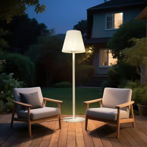 Modern Outdoor Floor Lamp Beige with White Shade IP44 - Big Virginia