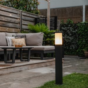 Modern Outdoor Pole Lamp Dark Grey with Opal 80 cm IP44 - Malios