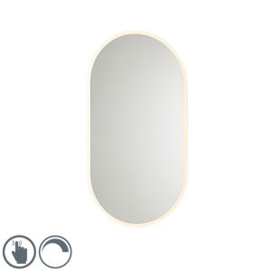 Modern Oval Bathroom Mirror with Mirror and Touch Dimmer - Bouwina