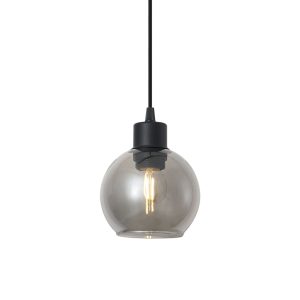 Modern Pendant Lamp Black with Smoke Glass for 1-Phase Track System - Iconic Lava