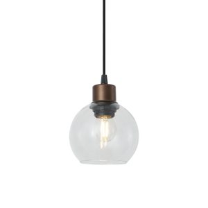 Modern Pendant Lamp Bronze with Clear Glass for 1-Phase Track System - Iconic Lava
