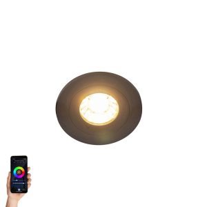 Modern Smart Recessed Spotlight Black Round Incl. WiFi GU10 IP54 - Xena