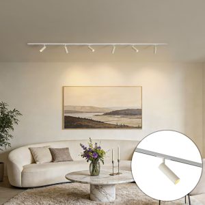 Modern Track Lighting System White with 6 Beige Spotlights 1-Phase - Slimline Uzzy
