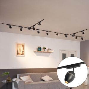 Modern Track Lighting System with 12 Black Spotlights 1-Phase - Magnetic Eggy