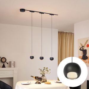Modern Track Lighting System with 3 Black Pendant Lights 1-Phase - Magnetic Lance