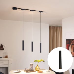 Modern Track Lighting System with 3 Black Pendant Lights 1-Phase - Magnetic Cassie