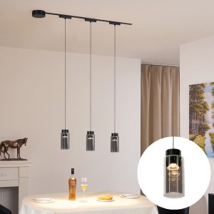 Modern Track Lighting System with 3 Black Pendant Lights 1-Phase - Magnetic Vance