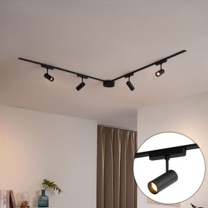 Modern Track Lighting System with 4 Black Spotlights 1-Phase 200 cm - Magnetic Gert