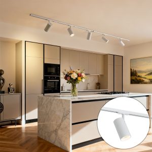 Modern Track Lighting System with 5 Spotlights White 1-Phase - Iconic Mark