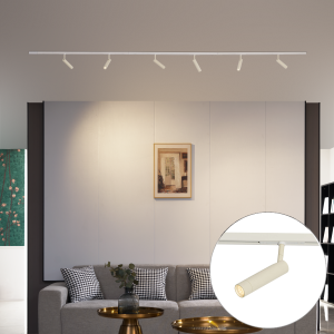 Modern Track Lighting System with 6 Spotlights Beige and White 1-Phase - Slimline Uzzy