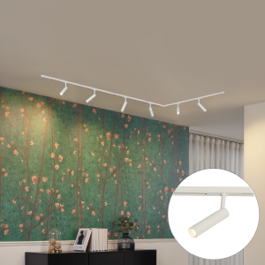 Modern Track Lighting System with 6 White Spotlights 1-Phase - Slimline Uzzy