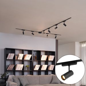 Modern Track Lighting System with 8 Black Spotlights 1-Phase 400 cm - Magnetic Gert