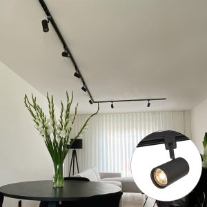 Modern Track Lighting with 10 Spotlights Black 1-Phase - Iconic Jeana