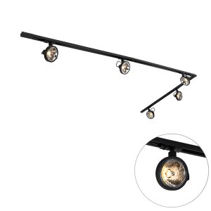 Modern Track Lighting with 5 Black Spotlights 1-Phase - Iconic Go
