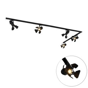 Modern Track Lighting with 5 Black Spotlights 1-Phase - Iconic Movie