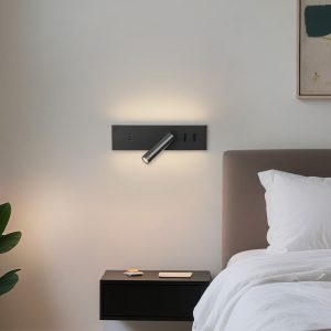 Modern Wall Lamp Black Adjustable with USB-C incl. LED - Modric