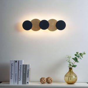 Modern Wall Lamp Black with Gold incl. LED 3-Step Dimmable 5-Light - Sunrise 3