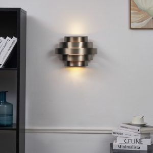 Modern Wall Lamp Gunmetal Incl. LED 3-Step Dimmable - Lines