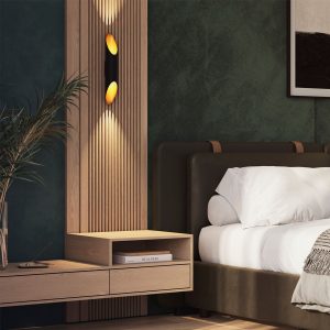 Modern Wall Light Black with Gold Interior 5.6 cm - Organo