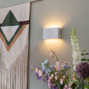 Modern White Rectangular 2-Light Wall Lamp - Otan