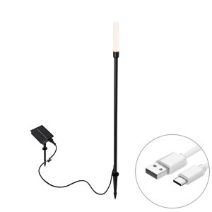 Outdoor Floor Lamp Black Incl. Rechargeable LED and Solar - Barry