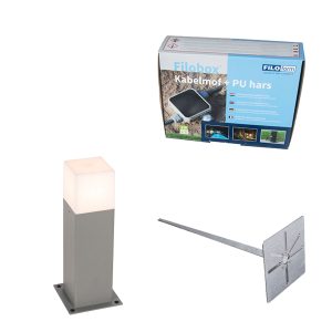 Outdoor Lamp 30 cm Grey with Ground Spike and Cable Gland - Denmark