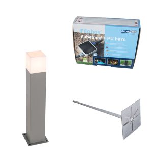 Outdoor Lamp 50 cm Grey with Ground Spike and Cable Gland - Denmark