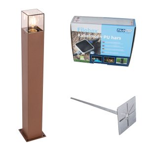 Outdoor Lamp 70 cm Rust Brown with Ground Spike and Cable Gland - Denmark