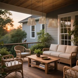 Outdoor Pendant Light Black with Beige Rope Shades 3-Light IP44 - Cava Jayla