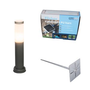 Outdoor Pole Lamp Anthracite 45 cm IP44 - Rox with Ground Pin and Cable Gland