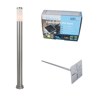 Outdoor Pole Lamp Stainless Steel 110 cm IP44 - Rox with Ground Spike and Cable Gland