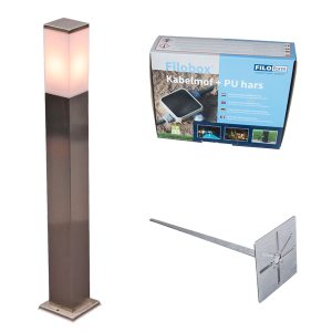 Outdoor Steel Lamp 80cm IP44 - Malios with Ground Spike and Cable Gland