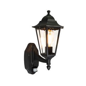 Outdoor Wall Lantern Black with Motion Sensor IP44 - New Orleans Up