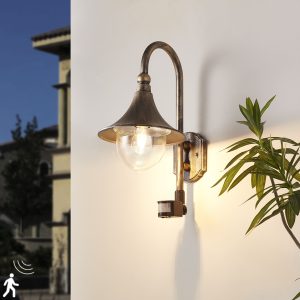 Outdoor Wall Light Antique Gold IP44 Incl. Motion Sensor - Daphne