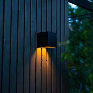 Outdoor Wall Light Black with Dim Light and Solar Sensor - Charlotte