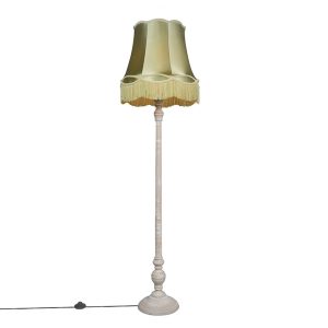 Retro Floor Lamp Grey with Green Granny Lampshade - Classico