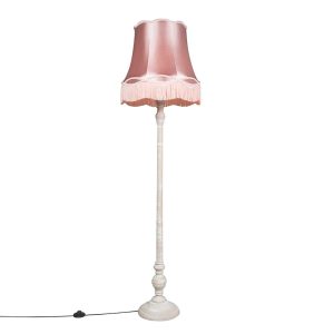 Retro Floor Lamp Grey with Pink Granny Lampshade - Classico