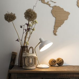 Retro Table Lamp White with Bronze 38cm - Milou