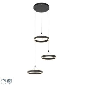 Round Black Pendant Light Incl. LED 3-Step Dimmable 3-Light - Lyani