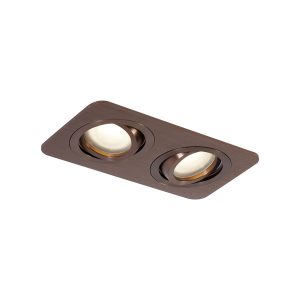 Rounded Recessed Spotlight Dark Bronze GU10 50mm Rotatable and Tiltable IP44 2-Lights - Alberto