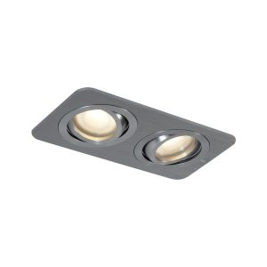 Rounded Recessed Spotlight Gunmetal GU10 50mm Rotatable and Tiltable IP44 2-Lights - Alberto