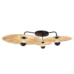 Rustic Ceiling Light Black with Rope 3-Light - Leia